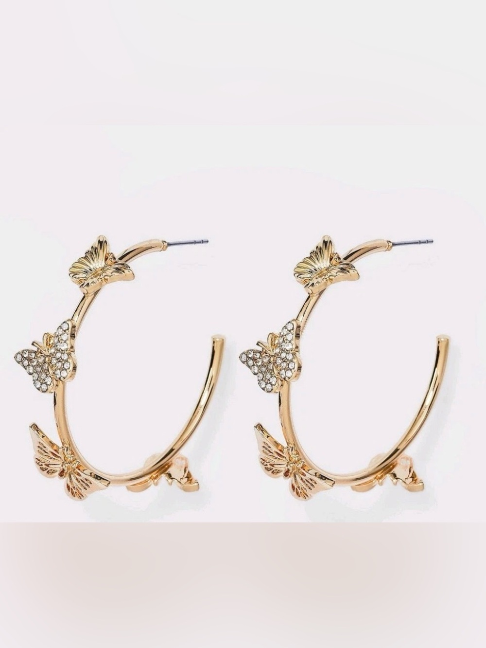 Baublebar by Sugarfix  Gold Hoop Butterfly Earrings NWOT